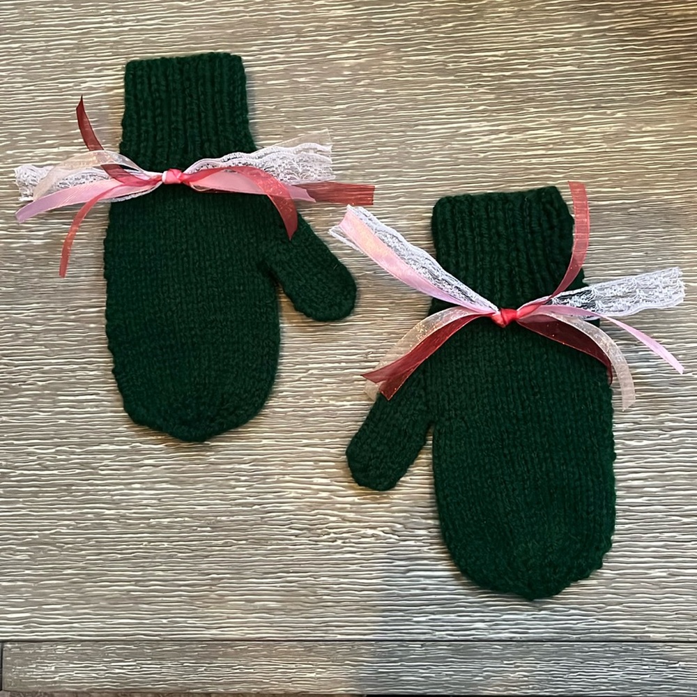 Green Knit Mittens